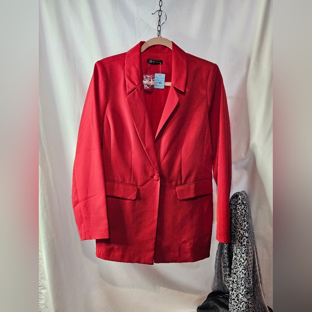 Business Casual Long Sleeve Lapel Open Front Jacket With 2 Pockets - Picture 2 of 7